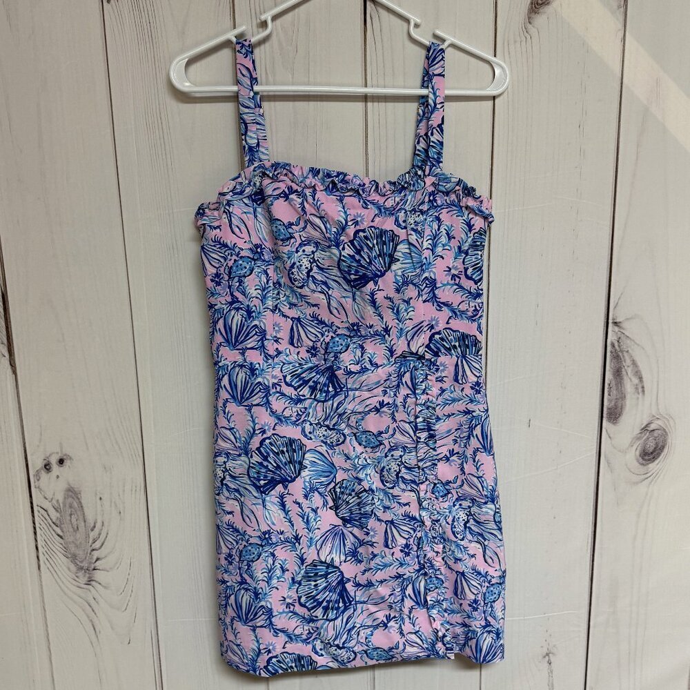 Lilly Pulitzer Zenon Ruffle Romper Magnolia Lilac “A Little Jelly” 6 EUC